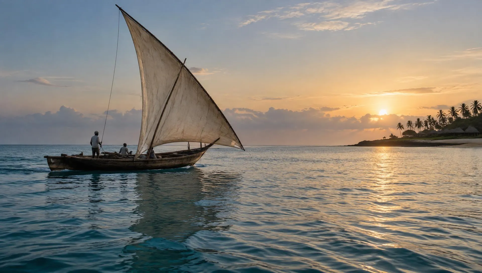 Boutre traditionnel au large d'une plage de Zanzibar